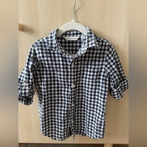 Janie and Jack Navy and White Checkered Shirt